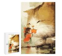 1000 PCS Jigsaws Adults Puzzles Girl Feeding Giant Cat Adult Puzzles Relaxing Games Precision Cutting Unique Gifts for Birthday And Christmas 1000 PCS