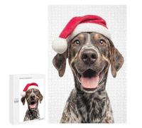 1000 PCS Jigsaws Adults Puzzles Happy Plott Hound Dog Wearing Santa Hat Adult Puzzles Relaxing Games Precision Cutting Unique Gifts for Birthday And Christmas 1000 PCS