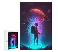 1000 PCS Jigsaws Adults Puzzles Jellyfish Astronaut Encounter Jigsaws for Adults Hands-on Game Wall Decoration Birthday And Unique Gifts 1000 PCS
