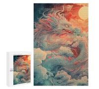1000 PCS Jigsaws Adults Puzzles Kanagawa Dragon in Clouds Adult Puzzles Relaxing Games Precision Cutting Unique Gifts for Birthday And Christmas 1000 PCS