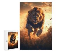 1000 PCS Jigsaws Adults Puzzles Lion Running at Sunset Jigsaw for Adults Hands-on Game Precision Cutting Parent-child Interaction 1000 PCS