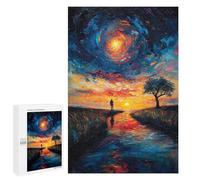 1000 PCS Jigsaws Adults Puzzles Lonely River Oil Painting Jigsaw for Adults Relax Games Birthday Present Birthday And Unique Gifts 1000 PCS