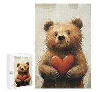 1000 PCS Jigsaws Adults Puzzles Love Bear Holding Heart Puzzles for Teenagers Family Activities Educational Challenge for Educational Game Challenge Toy 1000 PCS