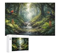 1000 PCS Jigsaws Adults Puzzles Lush Tropical Rainforest with Birds Jigsaws for Adults Family Games Presents for Women for Is Ideal As A Gift 1000 PCS