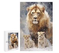 1000 PCS Jigsaws Adults Puzzles Merry Xmas Lion Family Adult Puzzles Relaxing Games Precision Cutting Unique Gifts for Birthday And Christmas 1000 PCS