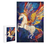 1000 PCS Jigsaws Adults Puzzles Pegasus Stained Glass Jigsaw for Adults Relax Games Birthday Present Birthday And Unique Gifts 1000 PCS