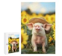 1000 PCS Jigsaws Adults Puzzles Piglet in Sunflower Field Jigsaw for Adults Hands-on Game Precision Cutting Parent-child Interaction 1000 PCS