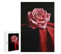 1000 PCS Jigsaws Adults Puzzles Pink Rose on Red Fabric Jigsaws for Adults Toy Wall Decor Home Decoration for Is Ideal As A Gift 1000 PCS