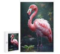 1000 PCS Jigsaws Adults Puzzles Rainy Pink Flamingo Adult Puzzles Relaxing Games Precision Cutting Unique Gifts for Birthday And Christmas 1000 PCS