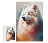 1000 PCS Jigsaws Adults Puzzles Samoyed Painting Dog Jigsaw for Adults Relax Games Birthday Present Birthday And Unique Gifts 1000 PCS