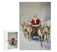 1000 PCS Jigsaws Adults Puzzles Santa Claus Reindeer Sleigh Adult Puzzles Relaxing Games Precision Cutting Unique Gifts for Birthday And Christmas 1000 PCS