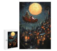 1000 PCS Jigsaws Adults Puzzles Santas Christmas Flight Christmas Jigsaw for Adults Hands-on Game Precision Cutting Parent-child Interaction 1000 PCS