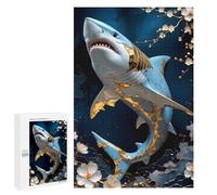 1000 PCS Jigsaws Adults Puzzles Shark Gold Kintsugi Art Adult Puzzles Relaxing Games Precision Cutting Unique Gifts for Birthday And Christmas 1000 PCS