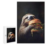 1000 PCS Jigsaws Adults Puzzles Sloth Eating Burger Jigsaw Puzzle Family Game Analysis And Logic Parent-child Interaction 1000 PCS
