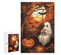 1000 PCS Jigsaws Adults Puzzles Stained Glass Ghost And Coffee Under The Moon Adult Puzzles Relaxing Games Precision Cutting Unique Gifts for Birthday And Christmas 1000 PCS