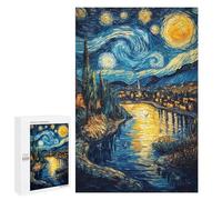 1000 PCS Jigsaws Adults Puzzles Starry Night Over Town Jigsaw for Adults Hands-on Game Precision Cutting Parent-child Interaction 1000 PCS