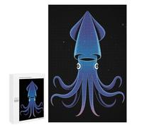 1000 PCS Jigsaws Adults Puzzles Stylized Blue Squid on Black Background Jigsaw Puzzle Family Game Analysis And Logic Parent-child Interaction 1000 PCS