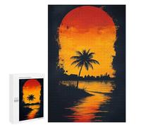 1000 PCS Jigsaws Adults Puzzles Sunset Palm Silhouette Jigsaws for Adults Toy Wall Decor Home Decoration for Is Ideal As A Gift 1000 PCS