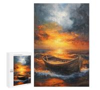 1000 PCS Jigsaws Adults Puzzles Sunset Waves Boat Sea Jigsaw for Adults Hands-on Game Precision Cutting Parent-child Interaction 1000 PCS