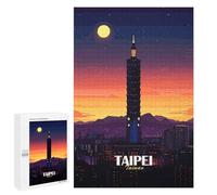 1000 PCS Jigsaws Adults Puzzles Taipei Taiwan Cityscape at Sunset Jigsaw Puzzle Family Game Analysis And Logic Parent-child Interaction 1000 PCS