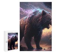 1000 PCS Jigsaws Adults Puzzles Thundering Beast The Electric Bear Jigsaws for Adults Relaxing Games Difficult Challenge Difficult And Challenge 1000 PCS