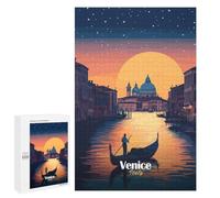 1000 PCS Jigsaws Adults Puzzles Venice Sunset Gondola Jigsaw for Adults Toy Wall Decor Perfect Decoration for Is Ideal As A Gift 1000 PCS
