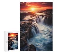 1000 PCS Jigsaws Adults Puzzles Waterfall at Sunset Jigsaw for Adults Toy Wall Decor Perfect Decoration for Is Ideal As A Gift 1000 PCS