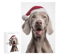 1000 PCS Jigsaws Adults Puzzles Weimaraner Dog with Santa Hat Portrait Jigsaw for Adults Hands-on Game Precision Cutting Parent-child Interaction 1000 PCS