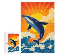 1000 PCS Jigsaws Adults Puzzles Whale Breaching Ocean Waves at Sunset Jigsaws for Adults Toy Wall Decor Home Decoration for Is Ideal As A Gift 1000 PCS