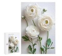 1000 PCS Jigsaws Adults Puzzles White Ranunculus Flowers Jigsaws for Adults Relaxing Games Difficult Challenge Difficult And Challenge 1000 PCS
