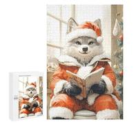 1000 PCS Jigsaws Adults Puzzles Wolf in Santa Suit Reading Jigsaw for Adults Hands-on Game Precision Cutting Parent-child Interaction 1000 PCS