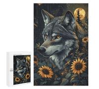1000 PCS Jigsaws Adults Puzzles Wolf in Sunflower Field Jigsaws for Adults Toy Wall Decor Home Decoration for Is Ideal As A Gift 1000 PCS