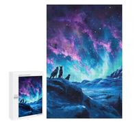1000 PCS Jigsaws Adults Puzzles Wolves Under Aurora Borealis Painting Jigsaws for Adults Toy Wall Decor Home Decoration for Is Ideal As A Gift 1000 PCS