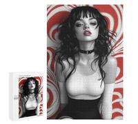 1000 PCS Jigsaws Adults Puzzles Woman with Black Hair And Red Background Jigsaws for Adults Toy Wall Decor Home Decoration for Is Ideal As A Gift 1000 PCS