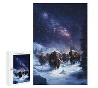 1000 PCS Jigsaws Adults Puzzles Woolly Mammoths Under The Night Sky Adult Puzzles Relaxing Games Precision Cutting Unique Gifts for Birthday And Christmas 1000 PCS