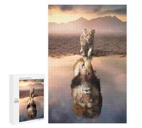 1000 PCS Jigsaws Adults Puzzles Young Lion Reflection in Water Jigsaw for Adults Hands-on Game Precision Cutting Parent-child Interaction 1000 PCS