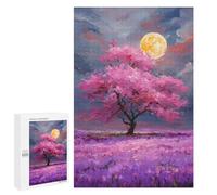 1000 PCS Jigsaws Cherry Blossom Moonlit Landscape Jigsaws for Adults Puzzle Hand Speed Race Help The Brain Exercise Beautiful Design Game 1000 PCS