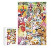 1000 PCS Jigsaws Chickens Tea Party with Dog Jigsaws for Adults Puzzle Hand Speed Race Help The Brain Exercise Beautiful Design Game 1000 PCS