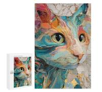 1000 PCS Jigsaws Colorful Abstract Cat Art-5 Jigsaws for Adults Puzzle Hand Speed Race Help The Brain Exercise Beautiful Design Game 1000 PCS