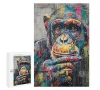 1000 PCS Jigsaws Colorful Chimpanzee Graffiti Art Print Jigsaws for Adults Puzzle Hand Speed Race Help The Brain Exercise Beautiful Design Game 1000 PCS