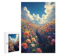 1000 PCS Jigsaws Colorful Flower Field with Butterflies Jigsaws for Adults Puzzle Hand Speed Race Help The Brain Exercise Beautiful Design Game 1000 PCS