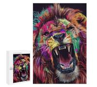 1000 PCS Jigsaws Colorful Roaring Lion Art Print-1 Jigsaws for Adults Puzzle Hand Speed Race Help The Brain Exercise Beautiful Design Game 1000 PCS