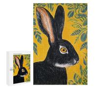 1000 PCS Jigsaws for Adults Black Rabbit with Yellow Background Puzzle For Teenagers Precision Cutting Parent-child Interaction Stress Reduction Gifts 1000 PCS