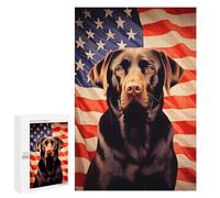 1000 PCS Jigsaws for Adults Chocolate Labrador And American Flag Puzzles for Adults Toy Wall Decor Improve Memory Gifts for Friends And Family 1000 PCS