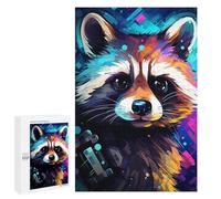 1000 PCS Jigsaws for Adults Colorful Raccoon Art Print-1 Adult Jigsaw Puzzles Stress Reliever Difficult And Challenge Family Fun & Game Night 1000 PCS