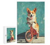 1000 PCS Jigsaws for Adults Corgi Riding Bicycle Art Print Puzzle For Teenagers Precision Cutting Parent-child Interaction Stress Reduction Gifts 1000 PCS