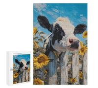 1000 PCS Jigsaws for Adults Cow Behind Sunflowers Puzzle For Teenagers Precision Cutting Parent-child Interaction Stress Reduction Gifts 1000 PCS