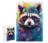 1000 PCS Jigsaws for Adults Cyber Raccoon Art Print Adult Jigsaw Puzzles Stress Reliever Difficult And Challenge Family Fun & Game Night 1000 PCS
