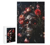 1000 PCS Jigsaws for Adults Dark Gothic Skull with Flowers Jigsaw for Teenagers Improve Memory Every Piece Is Unique - Toys Educational Games 1000 PCS