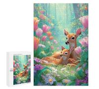 1000 PCS Jigsaws for Adults Deer in Flower Garden Jigsaw for Teenagers Improve Memory Every Piece Is Unique - Toys Educational Games 1000 PCS